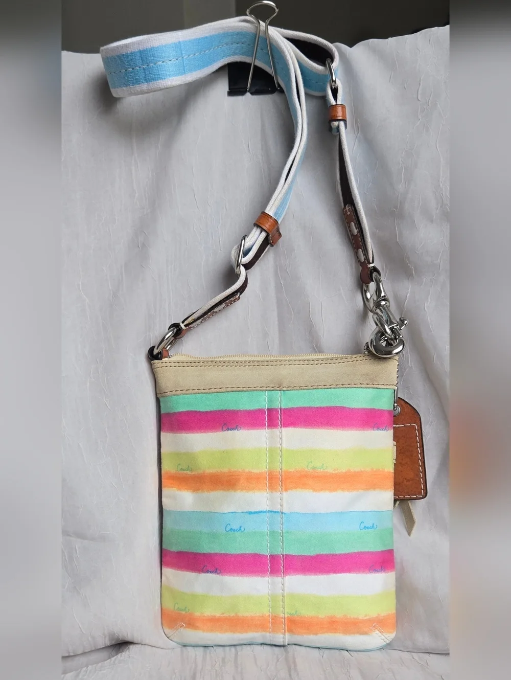 Coach Hampton Watercolor Stripe Crossbody Bag - Picture 2 of 10